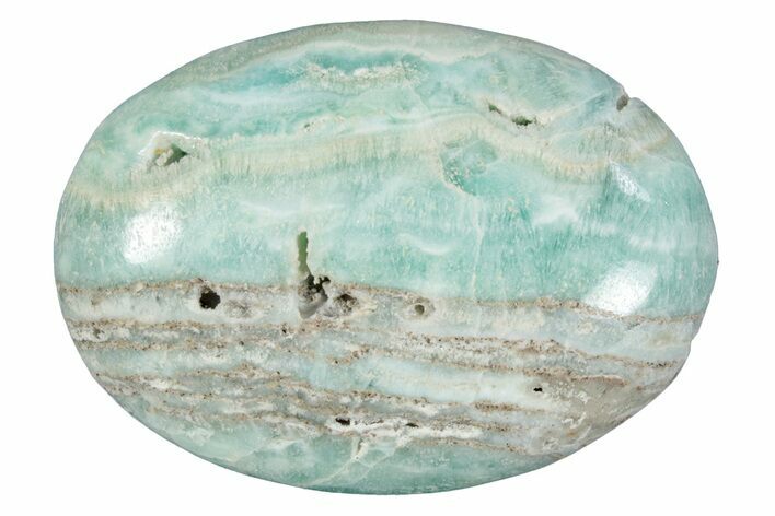 Polished Blue Caribbean Calcite Palm Stone #275568